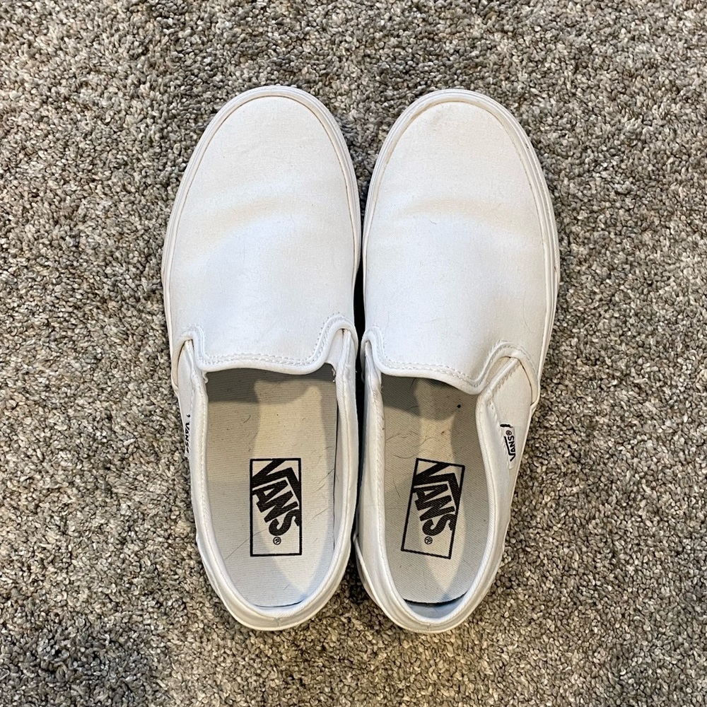 White vans slip ons